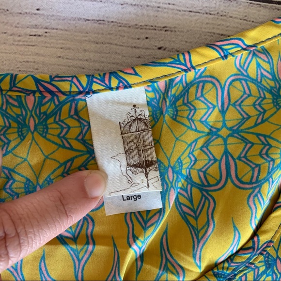 Francesca' s Yellow Abstract Shift Dress Size LG - Picture 6 of 6